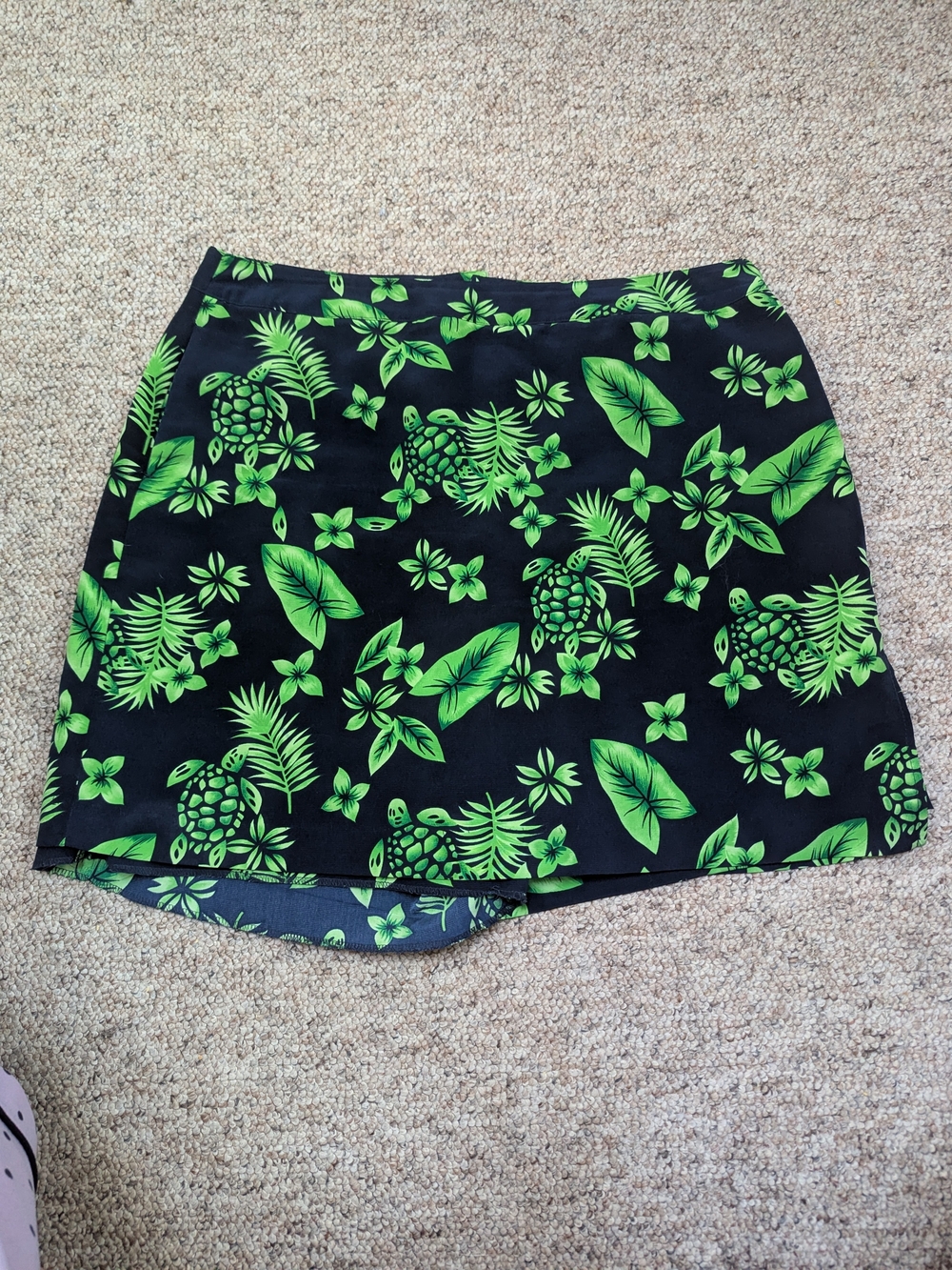 EP Pro Black Mini Skirt with Neon Green Tropical Print